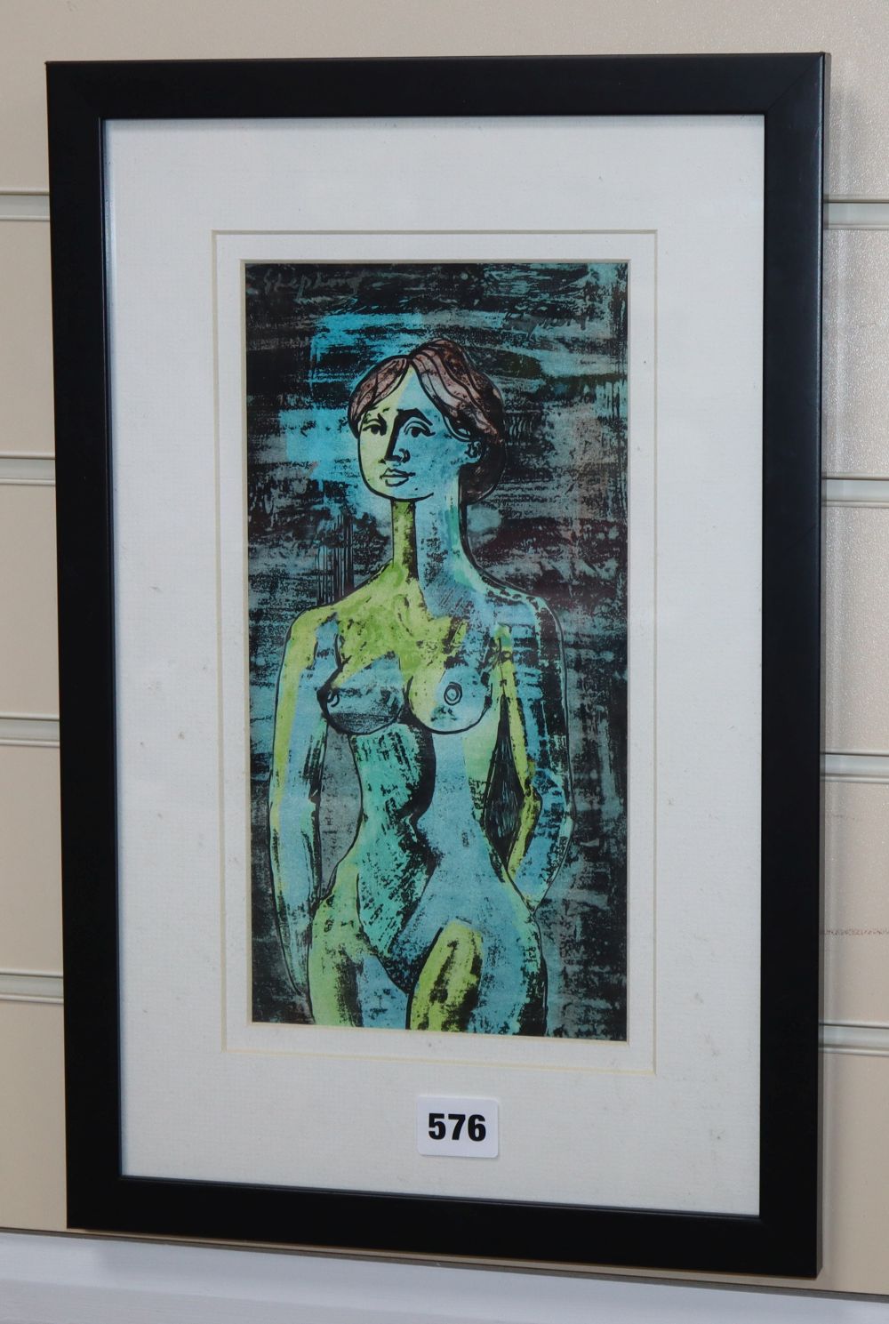 Sydney Horne Shepherd (1903-1993), ink and watercolour, Standing female nude, signed, 28 x 14.5cm